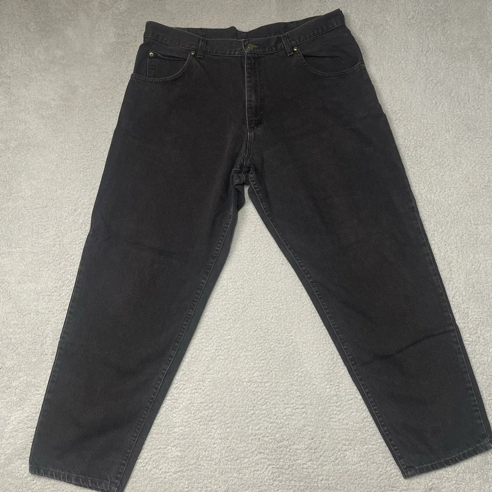 Vintage LL Bean Jeans Mens 40x30 Black Denim Straight Leg Mid Rise Made In USA